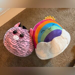 Squishmallow and TY | Pink Zebra and Rainbow Plush Set